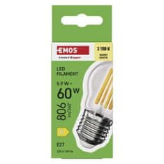 EMOS LED žiarovka Filament Mini Globe / E27 / 5,9 W (60 W) / 806 lm / Teplá biela