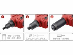 Fortum Kliešte nitovacie 3v1, nity 2,4-6,4mm, matice M3-M10, skrutky M4-M8, FORTUM