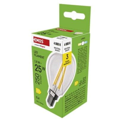 EMOS LED žiarovka Filament Mini Globe / E14 / 1,8 W (25 W) / 250 lm / Neutrálna biela