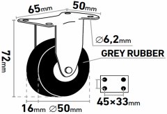 Extol Premium Kolieska pevné 2ks, Ø50mm, max. 27kg/1ks, EXTOL PREMIUM