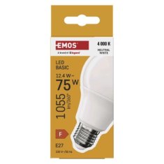 EMOS LED žiarovka Basic A60 / E27 / 12,4 W (75 W) / 1055 lm / Neutrálna biela