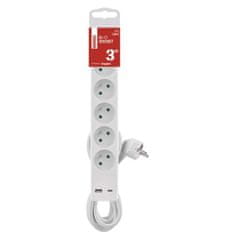 EMOS Predlžovací kábel 3 m / 5 zásuvky / s vypínačom / biely / 1×USB-A + 1×USB-C / 1,5 mm2