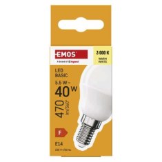 EMOS LED žiarovka Basic Mini Globe / E14 / 5,5 W (40 W) / 470 lm / Teplá biela