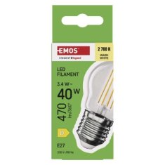 EMOS LED žiarovka Filament Mini Globe / E27 / 3,4 W (40 W) / 470 lm / Teplá biela