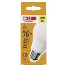 EMOS LED žiarovka Basic A60 / E27 / 12,4 W (75 W) / 1055 lm / Teplá biela