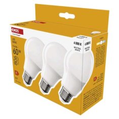 EMOS LED žiarovka Basic A60 / E27 / 9,4 W (60 W) / 806 lm / Neutrálna biela