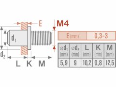 Fortum Skrutky nitovacie pozinkované, M4x12mm, 50ks, FORTUM