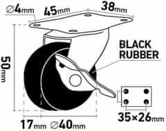 Extol Craft Kolieska otočné s brzdou 2ks, Ø40mm, max. 20kg/1ks, EXTOL CRAFT