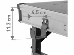 Fortum Stôl pracovný skladací, max. 450kg, 845x598x735-885mm, fixačné otvory, FORTUM