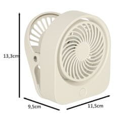 WOWO Bezdrôtový stolný ventilátor USB 11,5 cm biely