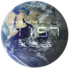 shumee Nástenné hodiny Planet Earth s LED displejom 32 cm modré