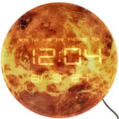 WOWO Nástenné hodiny Planet Mars s LED displejom 32 cm oranžové