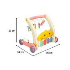 WOWO Bibi-inn 2 v 1 vzdelávací kočík a podložka pod klavír ružová