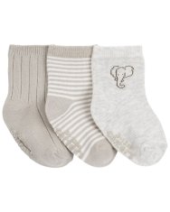 CARTER'S Ponožky White-Grey Elephant neutrálny LBB 3 ks, NB/veľ. 56