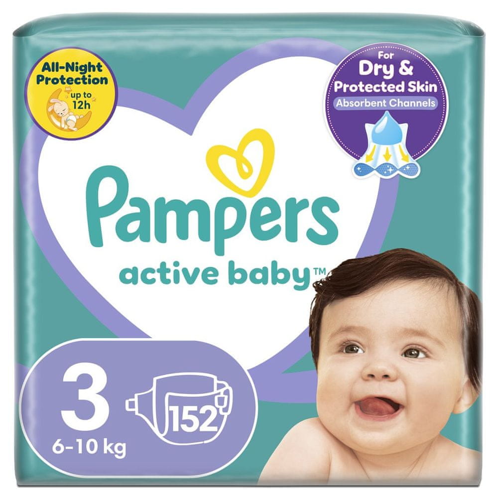 Pampers Active Baby Plienky jednorazové 3 (6-10 kg) 152 ks - MEGA PACK