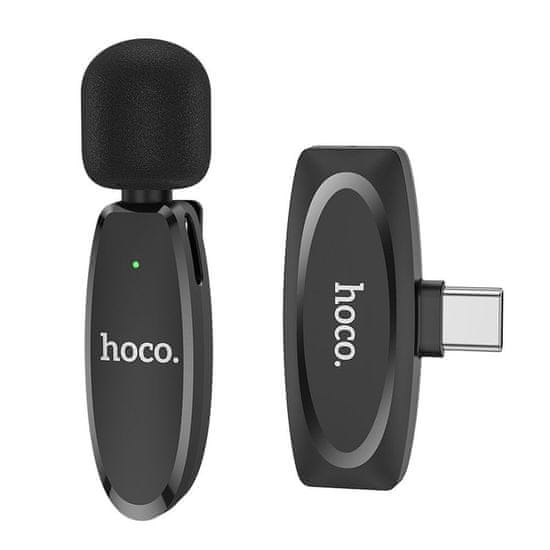 Hoco L15 bezdrôtový lavalier mikrofón USB-C, čierny