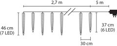 Reťaz MagicHome Vianoce Icicle, 65x LED ľadovo modrá, 8 funkcií, 230 V, 50 Hz, IP44, exteriér, osvetlenie, L-2,70 m