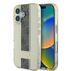 Guess Zadný kryt IML Middle 4G Stripe pre iPhone 16 Brown