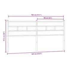 Vidaxl Čelo postele, dub sonoma 180 cm, železo a kompozitné drevo