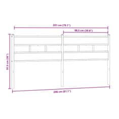 Vidaxl Čelo postele dub sonoma 200 cm železo a drevo