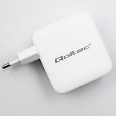 Qoltec Sieťová nabíjačka 140W GaN | 5-20V | 2,5-5A | 3 x USB-C PD | 1 x USB QC 3.0 | Biela