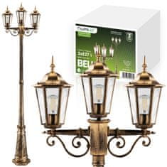 LUMILED Vonkajšia záhradná lampa 3xE27 lampáš patina BELLIS 200cm