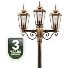 LUMILED Vonkajšia záhradná lampa 3xE27 lampáš patina BELLIS 200cm