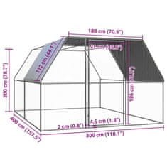 Vidaxl Klietka pre sliepky 3x4x2 m pozinkovaná oceľ