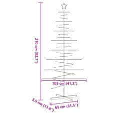 Vidaxl Kovový vianočný stromček s drevenou základňou čierny 210 cm