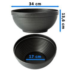 EDANTI Plastový Kvetináč 34 Cm Misa Hrniec Pot Pre Dom, Záhradu Graphite