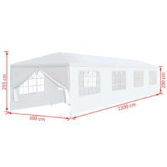 Vidaxl Záhradný stan 3x12 m, biely