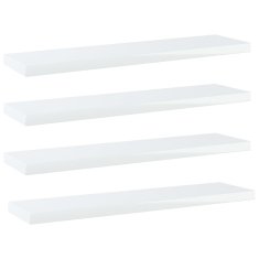 Vidaxl Prídavné police 4ks, lesklé biele 40x10x1,5cm, kompozitné drevo