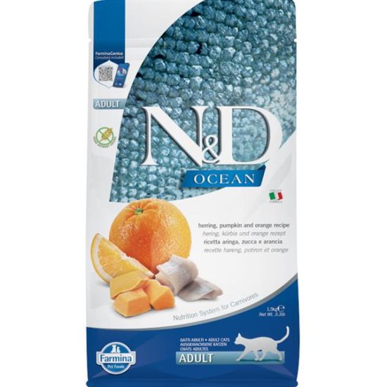 N&D Krmivo Cat Ocean Herring, Pumpkin & Orange 1,5kg