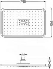 Mexen Mexen D-54 dažďová sprcha 29x19 cm čierna/chróm - 79754-71 - MEXEN