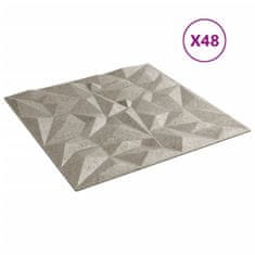 Vidaxl Nástenné panely 48 ks, beton 50x50 cm, XPS 12 m² ametyst