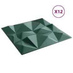 Vidaxl Nástenné panely 12 ks, zelené 50x50 cm, XPS 3 m² diamant