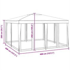 Vidaxl Párty stan s 8 sieťkovanými bočnými stenami antracit 4x4 m HDPE