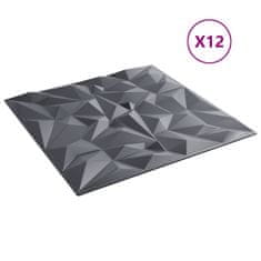 Vidaxl Nástenné panely 12 ks, sivé 50x50 cm, XPS 3 m² ametyst