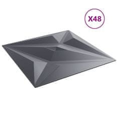 Vidaxl Nástenné panely 48 ks, sivé 50x50 cm, XPS 12 m² hviezda