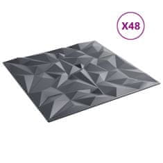 Vidaxl Nástenné panely 48 ks, sivé 50x50 cm, XPS 12 m² ametyst