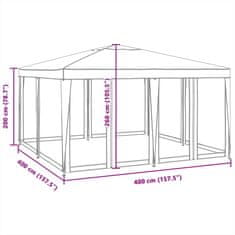 Vidaxl Párty stan so 8 sieťkovanými bočnými stenami biely 4x4 m HDPE