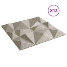 Vidaxl Nástenné panely 12 ks, beton 50x50 cm, XPS 3 m² diamant