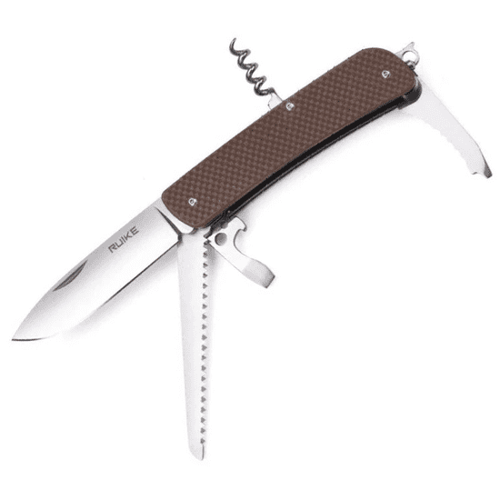 Ruike L32-N Brown multifunkčný nôž 8,5 cm, hnedá, G10, 13 funkcií