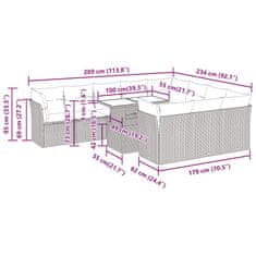 Petromila vidaXL 11-dielna záhradná jedálenská súprava vankúše béžová polyratan