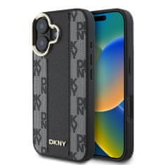 DKNY Zadný kryt PU Leather Checkered Pattern Magsafe pre iPhone 16 Plus Black