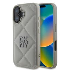 DKNY Zadný kryt PU Leather Quilted Stack Logo pre iPhone 16 Grey