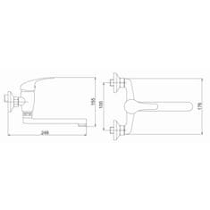 NOVASERVIS Drezová umývadlová batéria nástenná 100 mm Titania Iris chróm