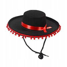 Korbi Mexický klobúk sombrero, čierno-červený, Halloween, karneval