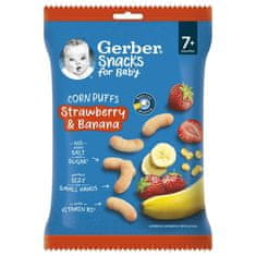 Gerber Snacks kukuričné chrumky jahoda a banán 28 g, 7+