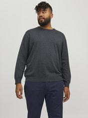 Jack&Jones Plus Pánsky sveter JJEBASIC 12250588 Dark Grey Melange (Veľkosť 5XL)